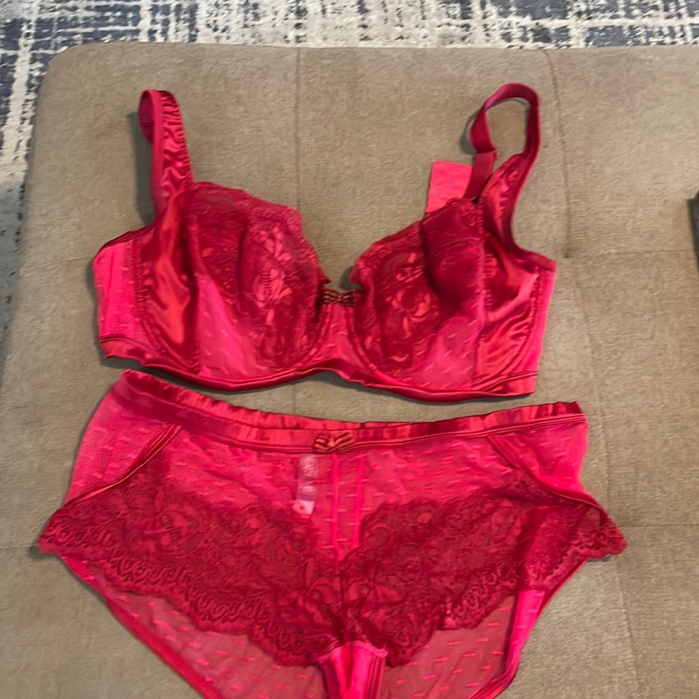 Red bra /panty set from ADORE ME 42DD Panties 1X